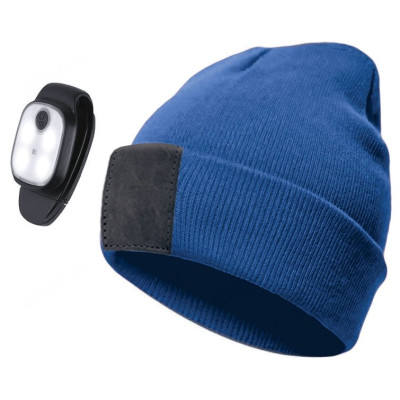 Шапка с фонарем- клипсой КОСМОС синяя