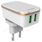 Зарядка сетевая LDNIO A2204 + Кабель Lighting/ 2 USB Auto-ID Зарядка сетевая LDNIO A2204 + Кабель Lighting/ 2 USB Auto-ID