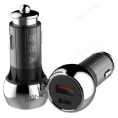 Зарядка авто LDNIO C1+Кабель,Type-C/PD+QC 3.0/2USB