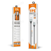 Кабель LDNIO LS442/ USB Type-C/ 2m/ 2.4A/ медь: 112 жил/ Gray