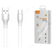Кабель LDNIO LS551 USB кабель Type-C/ 1m/ 2.1A/ медь: 60 жил/ плоский/ White