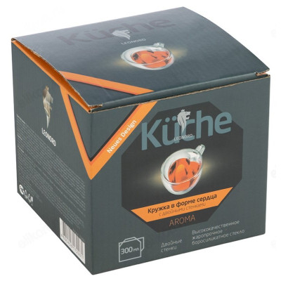 Кружка стекло двойная 300мл LEONORD AROMA 103490 сердце-3