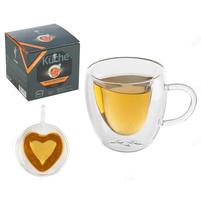 Кружка стекло двойная 300мл LEONORD AROMA 103490 сердце