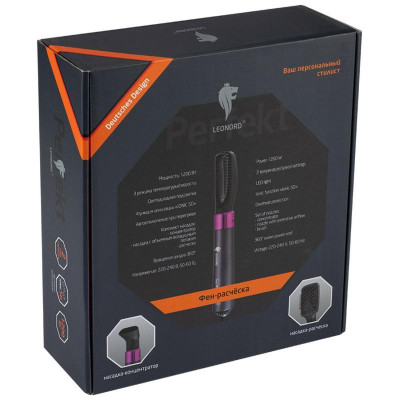 Фен-расческа Leonord LE-1211, черный/розовый, 1200 Вт-4