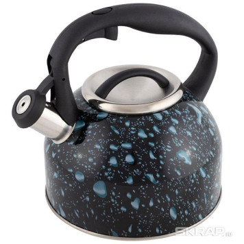 Чайник из нерж.стали LACRIMA (2.5л, со свистком, черный с синими каплями) MALLONY 003979-1
