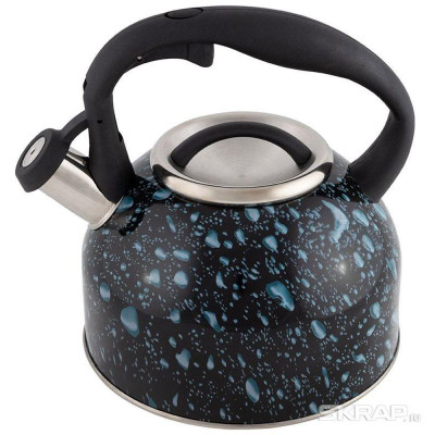 Чайник из нерж.стали LACRIMA (2.5л, со свистком, черный с синими каплями) MALLONY 003979-2