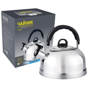 Чайник из нерж. стали Casual (2.7л, со свистком, зеркальная полировка) MALLONY 004260