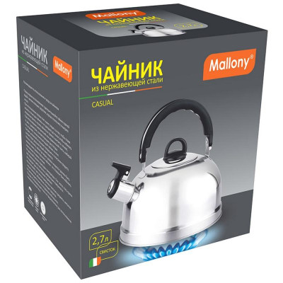 Чайник из нерж. стали Casual (2.7л, со свистком, зеркальная полировка) MALLONY 004260-4