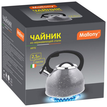 Чайник из нерж.стали 'Arte' (2.5л, со свистком, серый с белыми точками) MALLONY 005171-3