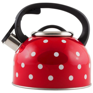 Чайник из нерж.стали 'Maestria' (2.5л, со свистком, красный в белый горошек) MALLONY 005176-2