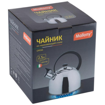Чайник из нерж стали со свистком Opera (зеркальная полировка) 2.5л MALLONY 005178-4