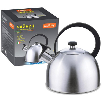 Чайник из нерж стали 2.5л со свистком 'Opera' (матовый) MALLONY 005179