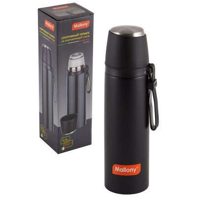 Термос спортивный с чашкой и силиконовым ремешком для переноски NERO (0.5л) MALLONY 005242