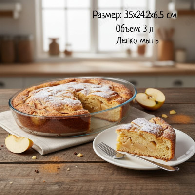 Форма для запекания стекло CRISTALLINO 3л овал ФМ-005565
