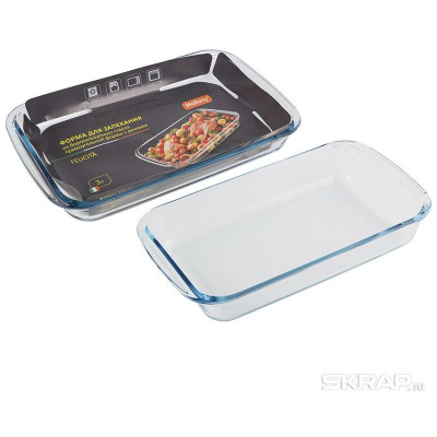 Форма для запекания из боросил стекла с ручками FELICITA (3.0л) MALLONY 007182