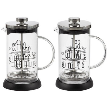 Чайник/кофейник (кофе-пресс) MOMENTO 350мл из боросиликатного стекла с надписью на корпусе MALLONY 007530