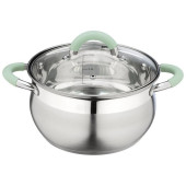 Кастрюля MENTOLO (2.6л) из нерж.стали с крышкой, ручки с силиконом MALLONY 103576 Кастрюля MENTOLO (2.6л) из нерж.стали с крышкой, ручки с силиконом MALLONY 103576