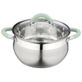 Кастрюля MENTOLO (3.6л) из нерж.стали с крышкой, ручки с силиконом MALLONY 103577