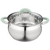 Кастрюля MENTOLO (3.6л) из нерж.стали с крышкой, ручки с силиконом MALLONY 103577 Кастрюля MENTOLO (3.6л) из нерж.стали с крышкой, ручки с силиконом MALLONY 103577