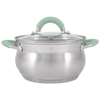 Кастрюля MENTOLO (3.6л) из нерж.стали с крышкой, ручки с силиконом MALLONY 103577-1