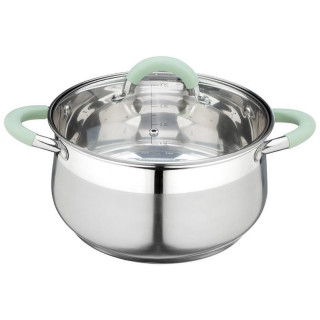 Кастрюля MENTOLO (4.6л) из нерж.стали с крышкой, ручки с силиконом MALLONY 103578-1