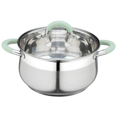 Кастрюля MENTOLO (4.6л) из нерж.стали с крышкой, ручки с силиконом MALLONY 103578-1