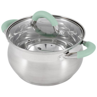 Кастрюля MENTOLO (4.6л) из нерж.стали с крышкой, ручки с силиконом MALLONY 103578-3