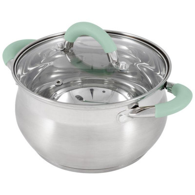 Кастрюля MENTOLO (4.6л) из нерж.стали с крышкой, ручки с силиконом MALLONY 103578-3