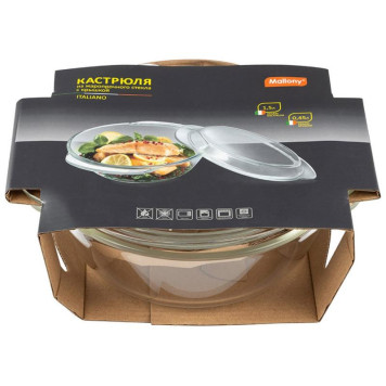 Кастрюля с крышкой ITALIANO 1.5л из жаропрочного стекла MALLONY 103814-4