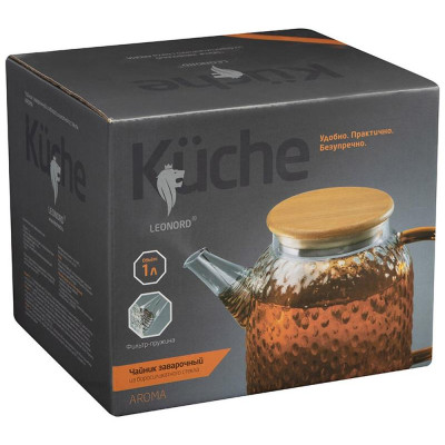 Чайник заварочный Leonord AROMA 1л из боросиликатного стекла с рельефом MALLONY 105040-3