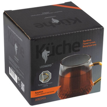 Кружка Leonord AROMA 435 мл из боросиликатного стекла с рельефным корпусом MALLONY 106476-3