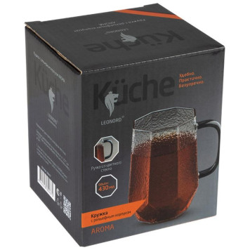 Кружка Leonord AROMA 430мл из боросиликатного рельефного стекла MALLONY 106477-3