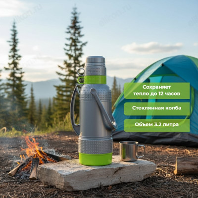 Термос стекло MALLONY PRATICO 3,2л 2чашки 106672