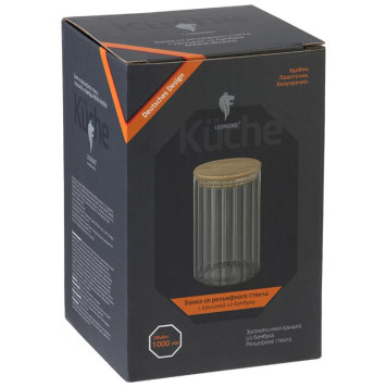 Банка из рельефного стекла Leonord AROMA RIVIERA 1000мл MALLONY 108280-4