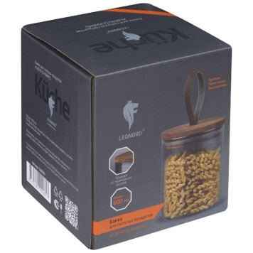 Банка стеклянная 0.6л для сыпучих продуктов Leonord ALBERO DI MARMO с крышкой MALLONY 108283-3