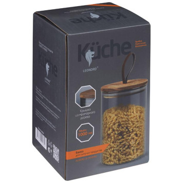 Банка стеклянная 1.0л для сыпучих продуктов Leonord ALBERO DI MARMO с крышкой MALLONY 108284-3