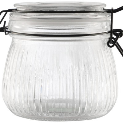 Банка из рельефного стекла 0.5л LA SCALA с бугельным замком MALLONY 108317-1