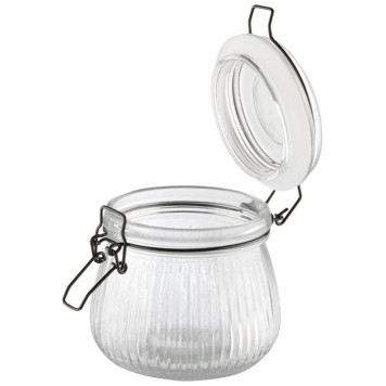 Банка из рельефного стекла 0.5л LA SCALA с бугельным замком MALLONY 108317-2