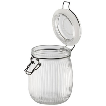 Банка из рельефного стекла 0.75л LA SCALA с бугельным замком MALLONY 108318-2