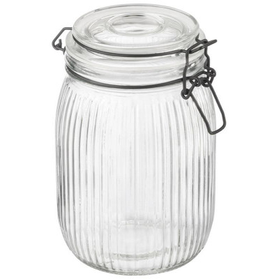 Банка из рельефного стекла 1.0л LA SCALA с бугельным замком MALLONY 108321