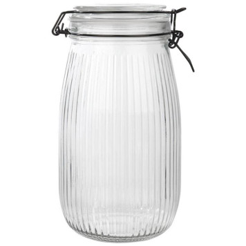 Банка из рельефного стекла 1.5л LA SCALA с бугельным замком MALLONY 108322-1