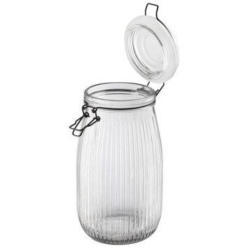 Банка из рельефного стекла 1.5л LA SCALA с бугельным замком MALLONY 108322-2