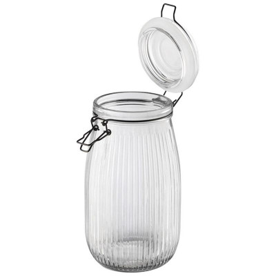 Банка из рельефного стекла 1.5л LA SCALA с бугельным замком MALLONY 108322-2