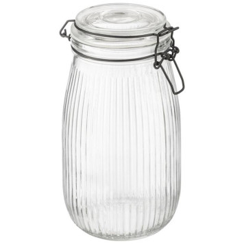 Банка из рельефного стекла 1.5л LA SCALA с бугельным замком MALLONY 108322