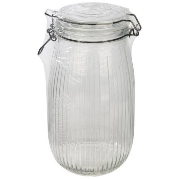Банка из рельефного стекла 1.5л LA SCALA с бугельным замком MALLONY 108322-3