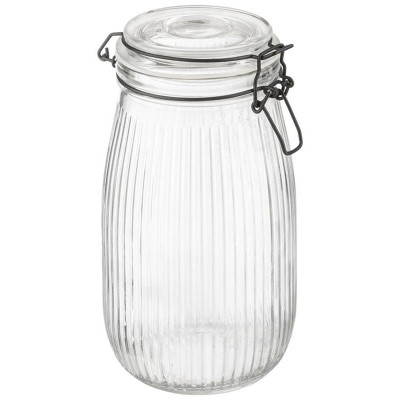 Банка из рельефного стекла 1.5л LA SCALA с бугельным замком MALLONY 108322