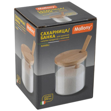 Сахарница Bambu 300мл с крышкой+ложечкой/бамбук MALLONY 109034-3