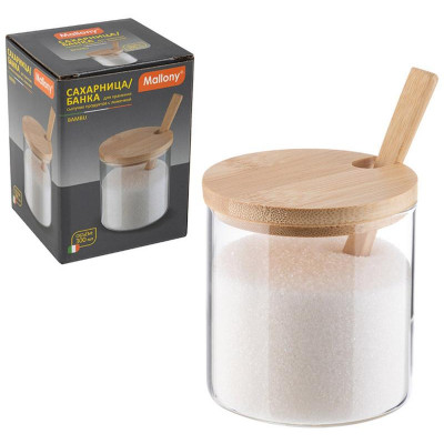Сахарница Bambu 300мл с крышкой+ложечкой/бамбук MALLONY 109034