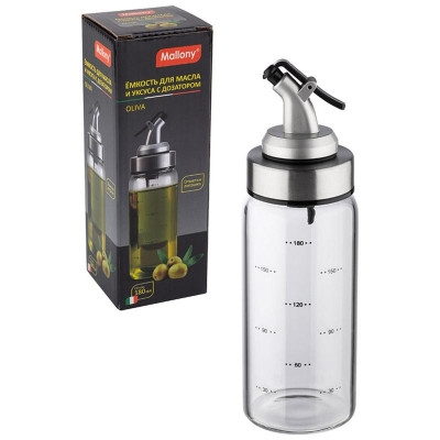 Емкость для масла и уксуса OLIVA 180мл стеклянная с дозатором MALLONY 109036