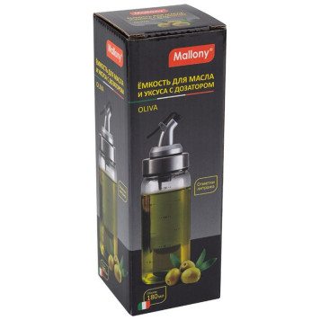 Емкость для масла и уксуса OLIVA 180мл стеклянная с дозатором MALLONY 109036-3